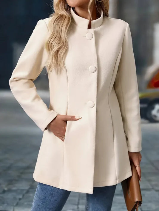 Helene | Elegancki Płaszcz bez Kołnierza