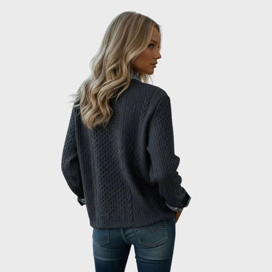 Nina | Sweter z Jeansowymi Detalami