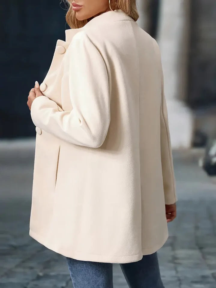 Helene | Elegancki Płaszcz bez Kołnierza